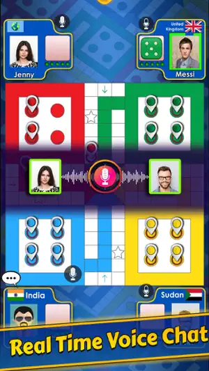 Four-player match with voice chat and country flags