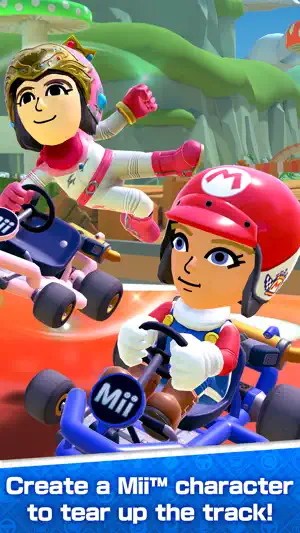 Two Mii characters racing side by side in karts