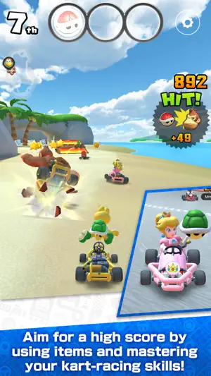 Beach course with an item hit scoring bonus points