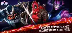 Promotional art with several Marvel villains behind the logo