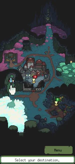 The Underworld map with a Select your destination prompt
