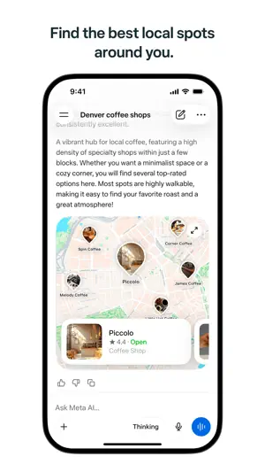Local coffee shop recommendations shown on a map with ratings