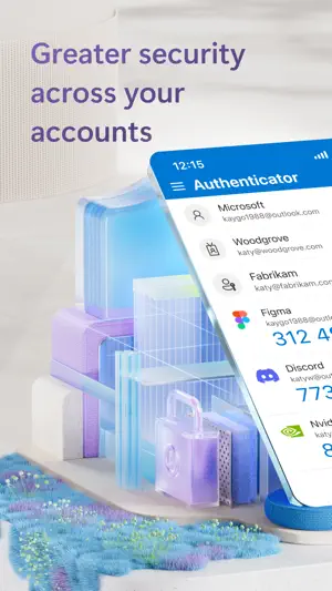 Account list with Microsoft, Woodgrove, Figma and Discord entries