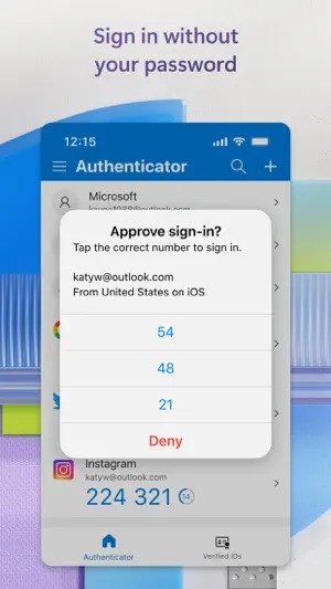 Approval prompt offering the numbers 54, 48 and 21