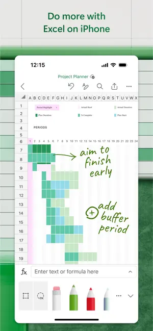 Project planner with handwritten ink notes over coloured periods
