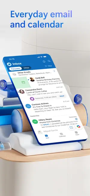 Inbox with Focused and Other tabs above message previews