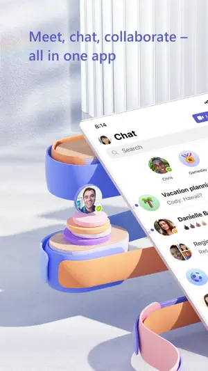 Chat list with group conversations and a search field