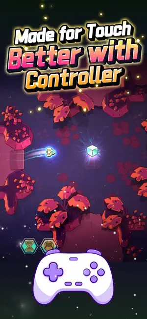 A controller icon under the ship in a cave — Made for Touch, Better with Controller
