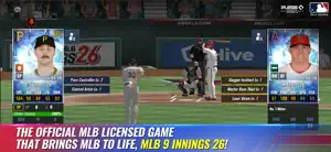 Batter at the plate with player cards shown beside the field
