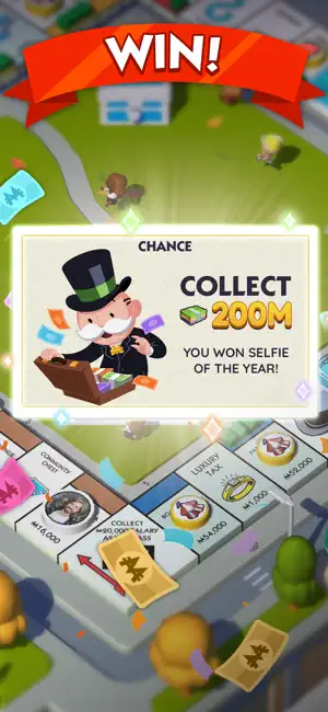 Chance card awarding 200M in in-game money on the board