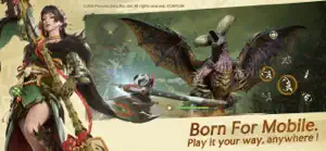 Bow-wielding Adventurer with a Palico, touch controls visible on the right
