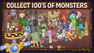 Collect 100's of Monsters banner with a large crowd of monsters above collection counters reading 22/22, 15/15, 3/3 and 6/45
