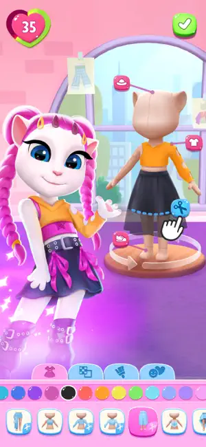 Outfit editor with a mannequin and colour swatches