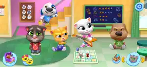 Playroom where four characters play a board game