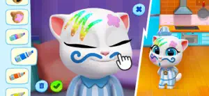Face-painting minigame decorating a white cat character