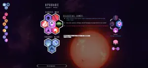 The upgrade screen with hexagonal Celestial Lance and Change Gear choices
