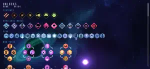 The unlocks screen with rows of upgrade icons