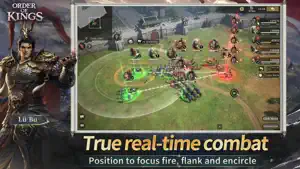 Lü Bu beside a battle map with formations circled — True real-time combat