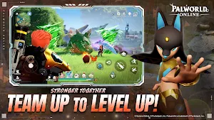 A party fighting with skill effects in a meadow — Team Up to Level Up