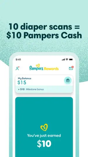 Confirmation screen saying you've just earned $10, with a $15 balance and a $10 milestone bonus