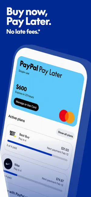 Pay Later plans for Best Buy and Nike with next payment dates