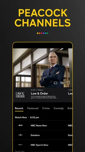 Channels list with Law & Order playing and a schedule below