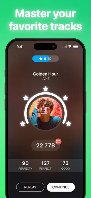 Golden Hour results screen with a 22,778 new best score and 90 Perfect+, 127 Perfect and 72 Good hits