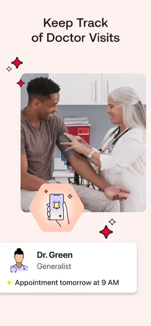 Promo photo of a blood pressure check with a card for an appointment with Dr. Green at 9 AM