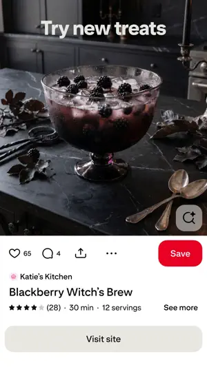 Try new treats: a Blackberry Witch's Brew recipe pin with the Save button