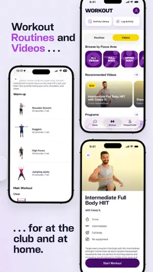 Workout routines and videos for the club and at home, with an HIIT video session