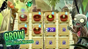 Plant upgrade screen with locked slots and seed packets