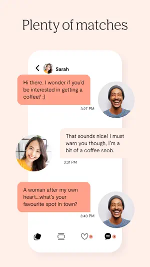 Chat thread with Sarah about meeting for coffee, with messages timed from 3:27 to 3:40 PM
