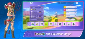 The daily recruit screen with a Pikachu and a Trainer in a cowboy hat — Recruit one Pokémon daily