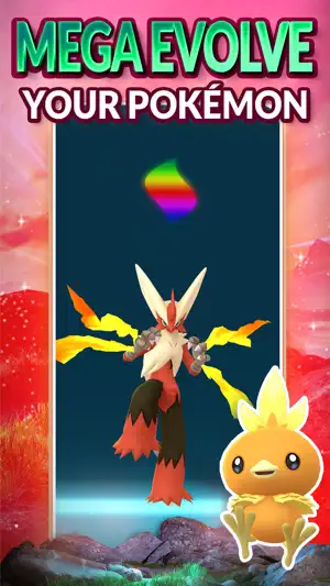 Mega Evolution transforming a fire type into its mega form