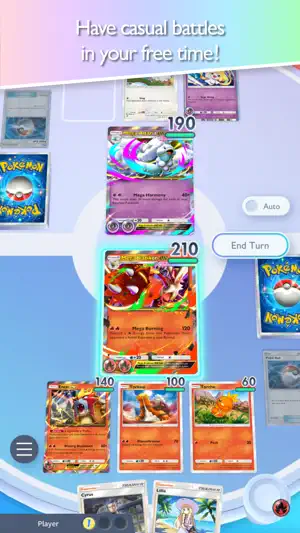 Casual battle with damage counters and an end turn button