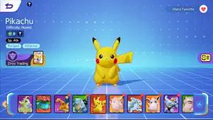 Roster screen showing Pikachu among playable characters