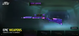 A purple Event Horizon rifle skin on the weapon screen — Epic Weapons