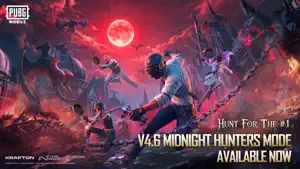 Version 4.6 Midnight Hunters mode key art: a player under a blood moon