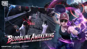 Bloodline Awakening: a player gaining vampire powers in a purple-lit hall