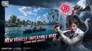 New vehicle, the inflatable boat, racing across a river in the classic mode