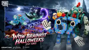 Wow Brainrot Halloweeks: colorful meme creatures and a giant skeleton hand