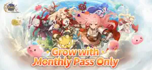 Key art with Poring and a cast of characters — Grow with Monthly Pass Only