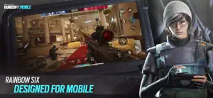 Attacker aiming down a rifle through a shot-up doorway on the Bank map