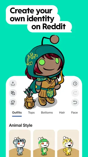 Avatar builder with outfit and animal style options