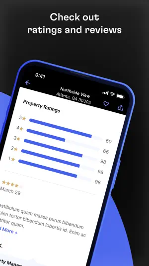 Property Ratings histogram for Northside View in Atlanta, GA 30305 with bars for one to five stars