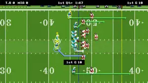 Pixel-art drive with receivers running colour-coded routes