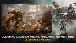 Mechs and Launchers firing across a rubble battlefield — Command Colossal Mechs