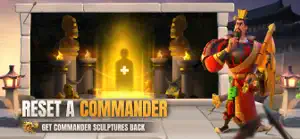 Commander reset screen offering sculptures back