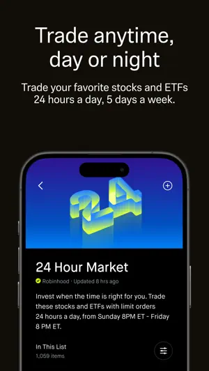 24 Hour Market list of 1,059 stocks and ETFs with limit orders