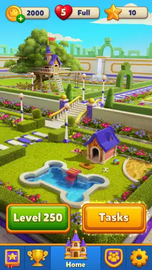 Garden restored with a fountain, kennel and flower beds